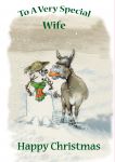 Christmas Card - Wife - Donkey & Snowman - Funny - Gift Envy