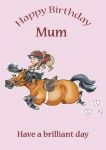 Birthday Card - Mum - Kid on Shetland Pony Horse - Funny Gift Envy