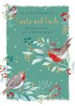 Christmas Card - Auntie & Uncle - Xmas Robins - Wildlife Ling Design
