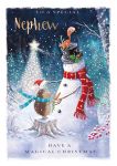 Christmas Card - Nephew - Snowman Hedgehog - Xmas Collection Ling Design