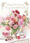 Wedding Anniversary Card - Wife - Pink Bouquet - At Home Ling Design