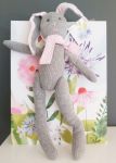 Rabbit Knitted Grey & Pink Bunny Soft Toy - Free Gift Bag 