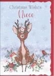 Christmas Card - Niece - Deer - Glitter - Out of the Blue