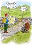 Birthday Card - Walking Hiking By Car!! - Funny - Country Cards