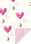Hedgehog Big Birthday Love Luxury Gift Wrap Sheet - Glick
