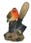 Robin Bird on Trowel - Lifelike Garden Ornament - Indoor or Outdoor - Garden Friends Vivid Arts