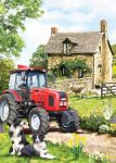 Birthday Card - Red Tractor & Collie Dog - Country Cards