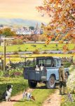 Birthday Card - Country walk in Autumn Land Rover - Country Cards