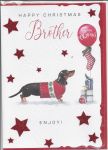 Christmas Card - Brother - Dachshund Dog - Glitter - Out of the Blue