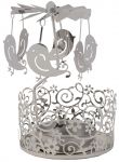 Silver Metal Tealight Holder with Birds
