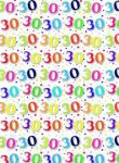 30th Birthday Wrapping Paper Gift Wrap Sheet - 2 sheets & 2 Tags