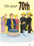 70th Birthday Card - Fireman Candles - Adult Humour Rainbow Ling Design