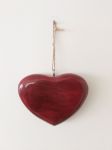 Red Wood Hanging Heart - Decoration - Home Decor - Valentines Mothers Day