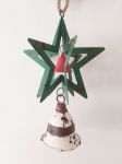 Christmas 3D Green Metal Star & White Bell Decoration