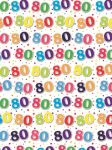80th Birthday Wrapping Paper Gift Wrap Sheet - 2 sheets & 2 Tags