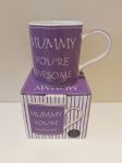 Mummy Awesome Purple Pink Fine China Mug - Boxed