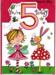 5th Birthday Card - Girl Kids - Fairy - Glitter Die-cut Jelly Moulds