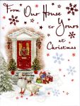 Christmas Card - Our House To Yours - Front Door - Glittered - Regal