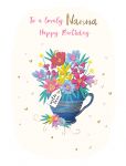 Birthday Card - Nanna 3D Flowers - Raspberry Ripple - Ling Design