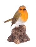 Robin Bird on Stump Singing - Lifelike Garden Ornament - Indoor or Outdoor - Garden Friends