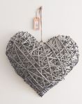Extra Large Grey Washed Willow Heart 3D Decorative - 50cm