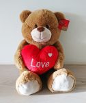 Bertie Bear Brown Soft Toy With Red Heart 40cm - Love Keel