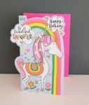 Birthday Card - Girl Kids - Daughter Unicorn - Glitter Die-cut - Little Darlings 