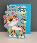 Birthday Card - Boy Kids - Son Tiger - Glitter Die-cut - Little Darlings