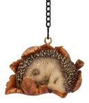 Vivid Arts Hanging Mini Hedgehog in Leaf Ornament - Indoor or Outdoor