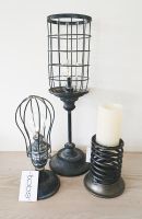 Rustic Distressed Metal LED Lamp Candle Set 