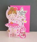 Birthday Card - Girl Kids - Ballerina Star - Glitter Die-cut - Little Darlings