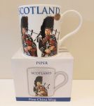 Scotland Bagpiper Motive Fine China Mug - Boxed