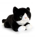 Black Cat Kitten Plush Soft Toy 32cm - Laying - Keel