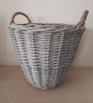 Medium Grey Washed Willow Tall Log Basket