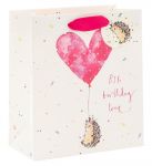 Hedgehog Big Birthday Love Medium Gift Bag - Glick 20x22x10cm