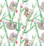 Christmas Sloth Wrapping Paper 2 Sheets & 2 Tags - Arty Penguin
