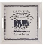 White Painted Wooden Kitchen Tray - Cow - Clayre Eef