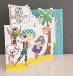 Birthday Card - Boy Kids - Pirate - 3 Fold Glitter Die-cut - Whippersnappers