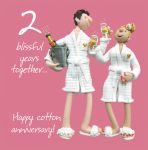 Wedding Anniversary Card 2nd Second 2 Years Blissful Cotton One Lump Or Two