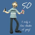 50th Male Birthday Card - 50 & only a few shades of grey! One Lump Or Two 