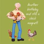 Birthday Card - Funny Humour Chick Magnet Chicken One Lump Or Two