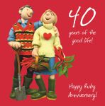 Wedding Anniversary Card - 40th Fortieth 40 Years Ruby Good Life One Lump Or Two