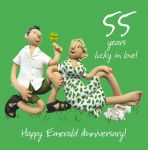 Wedding Anniversary Card - 55th Fifty Five 55 Years Emerald Lucky One Lump Or Two