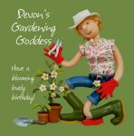 Birthday Card - Devon's Gardener Gardening Goddess One Lump Or Two