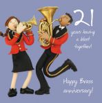 Wedding Anniversary Card - 21st Twenty-first Brass One Lump Or Two