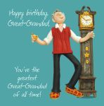 Birthday Card - Great-Grandad Clock - One Lump Or Two