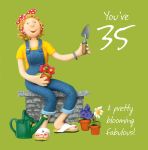 35th Female Birthday Card - Watering Can Blooming - One Lump Or Two