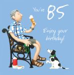 85th Male Birthday Card - Ice Cream Dog - One Lump Or Two
