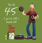 45th Male Birthday Card - Vinyl Smash Hit - One Lump Or Two