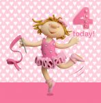 4th Birthday Card - Girl Ballerina - Ferdie & Friends